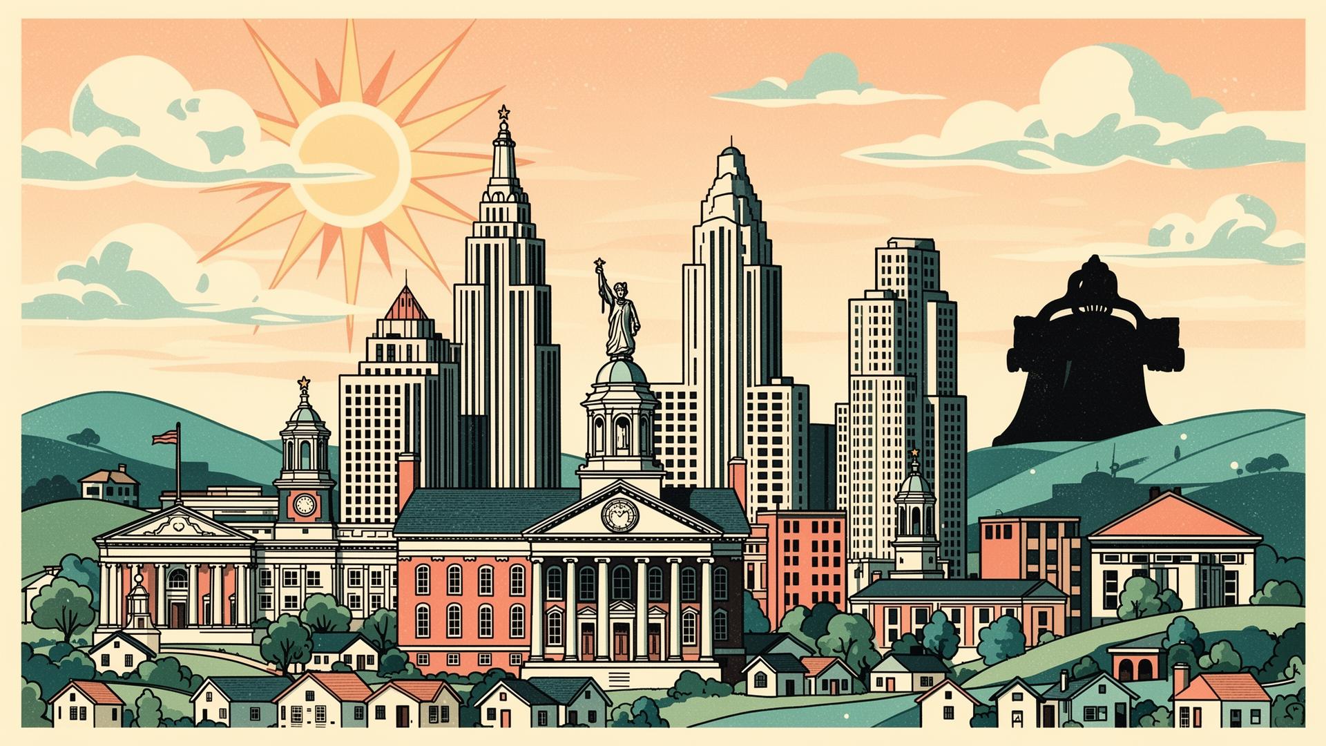 Retro illustration of the Philadelphia skyline